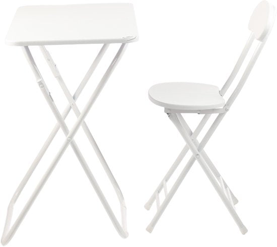 Ceruzo Kinder-Klapptisch mit Stuhl - Weiß - klappbar - MDF - Metall