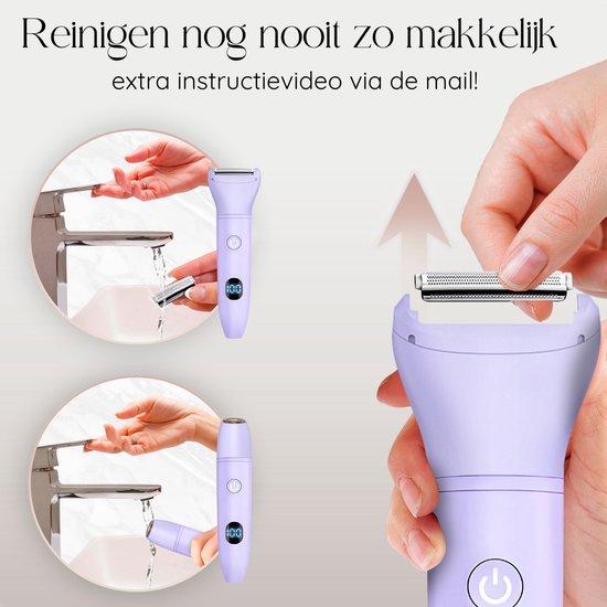 3-in-1 Ladyshave mit Display - Gesicht - Achseln - Beine - Bikinizone - Sansbeauté® - Rasierer Frau - Elektrischer Epilierer - Gesichtshaarentfernung Damen - Trimmer Frau - Ladyshaves Bikini - USB Wiederaufladbar