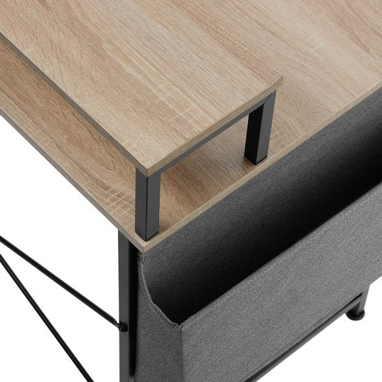tectake - Everett Schreibtisch - 80 cm breit - Computertisch - mit Ablage und Organizer - hellbraun - 404663