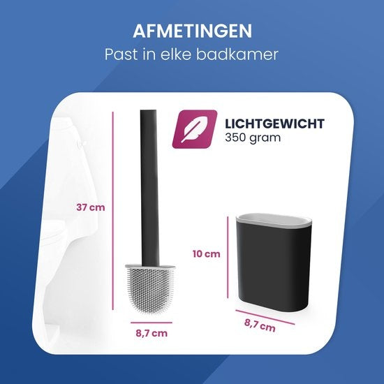 Roegaarden WC-Bürste mit Halter - Toilettenbürste - Silikon - Freistehend und hängend - Schwarz