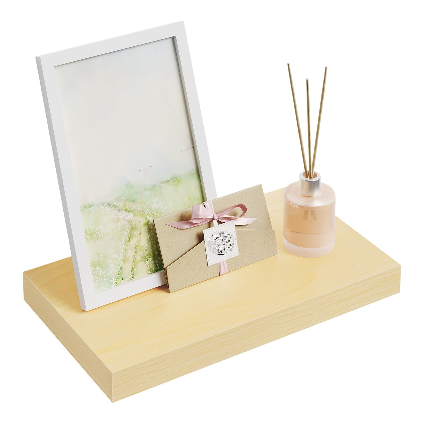 WOLTU RG9372kei Wandregal – MDF mit PVC-Furnier – Eiche gelb – 40 x 22,9 x 3,8 cm