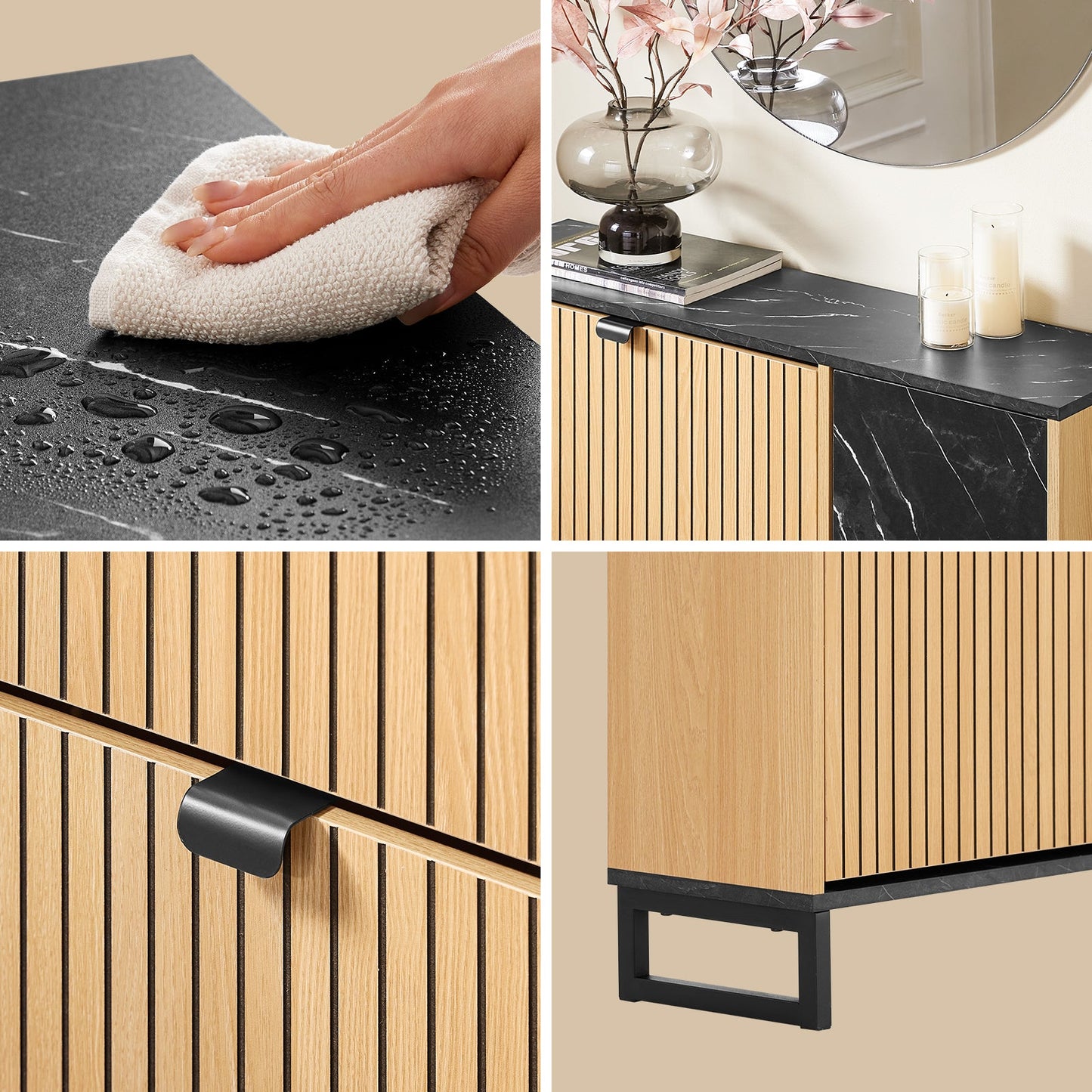 SoBuy FSR203-N Schmaler Eingangs-Schuhschrank, 2 Klappen und Seitentür, skandinavisches Design, kompakt, Schwarz und helles Holz, 90 x 24 x 88 cm