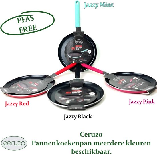 Ceruzo Pfannkuchenpfanne PFAS-frei – 24 cm – Jazzy Red – Keramik-Antihaftbeschichtung – Induktion – Fladen