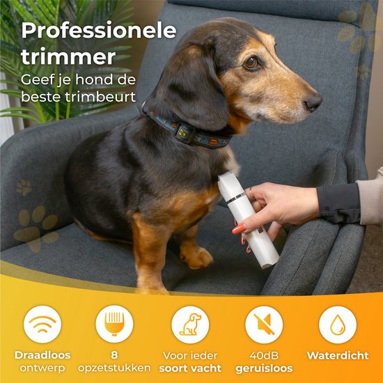 Nuvance - Hundeschermaschine 4 in 1 - Tierschermaschine für dickes Fell - Hundeschermaschine mit 7 Aufsätzen - Schnurlos - Hundetrimmer Schermaschine - Inklusive Nagelfeile