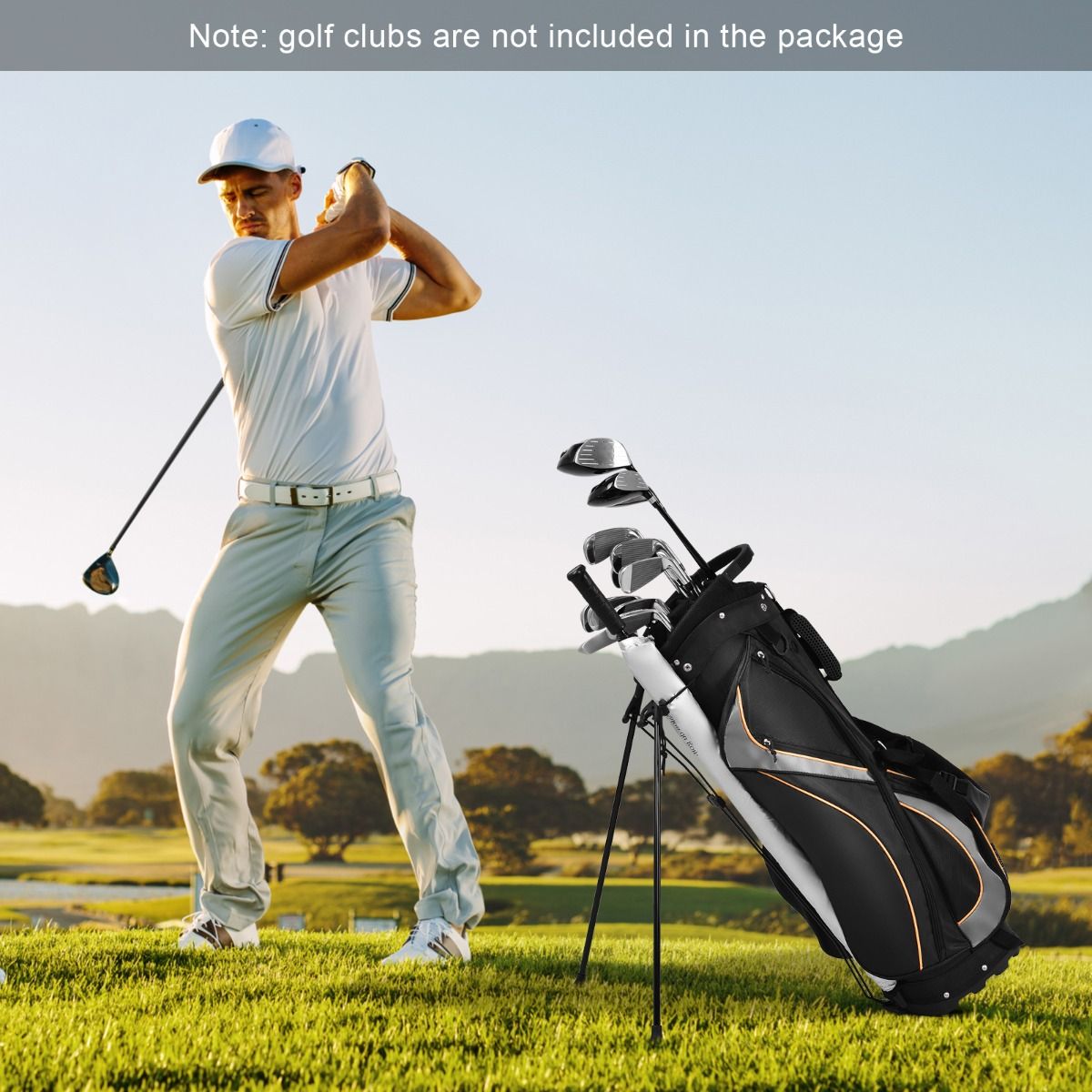 Coast Golftasche – Organizer mit 8 Fächern – System mit zwei Trageriemen – schwarz