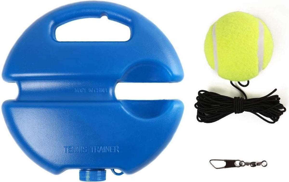 FitPure Tennistrainer + KOSTENLOSER Tennisball mit Gummiband - Tennistrainer für drinnen und draußen - extra stabil - einfach zu benutzen