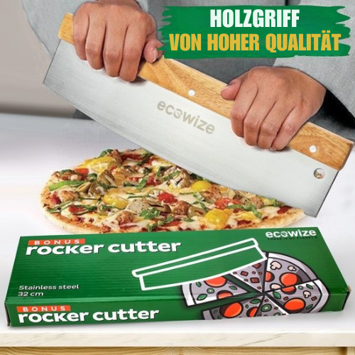 Ecowize - Professioneller Pizzaschneider - 32cm - Edelstahl mit Holzgriff