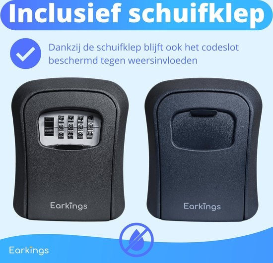 Schlüsseltresor - Schlüsseltresor mit Code für draußen - Schlüsselschrank mit Wandhalterung - Earkings Schlüsseltresor mit Zahlenschloss schwarz