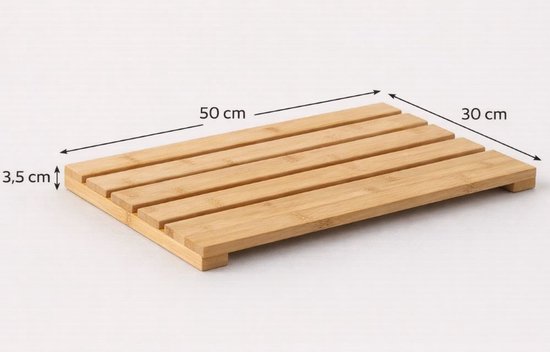 Ceruzo Duschmatte aus Bambus – rutschfeste Badematte – 50 x 30 cm – Saunamatte