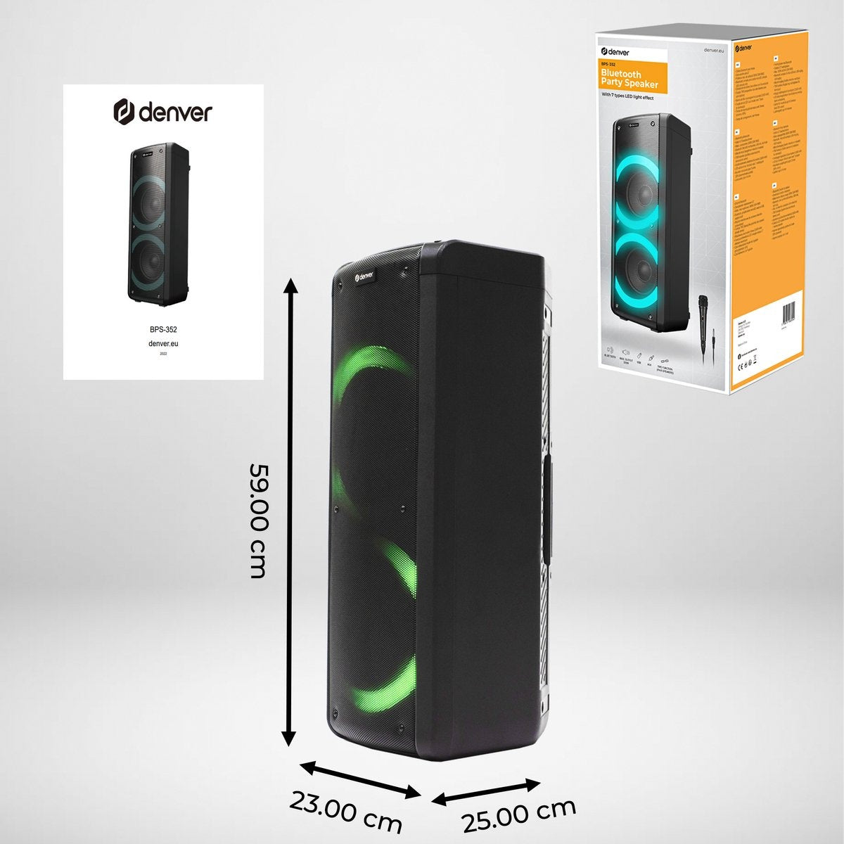 Denver - BPS352 - Lautsprecher Party - Disco Lights - Bluetooth - Schwarz