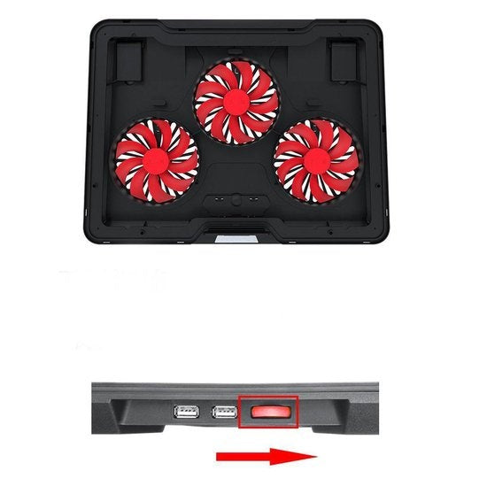 Fuegobird Laptop Cooler - Laptophalter und -kühler - 3 Lüfter - Einstellbar - RGB - Max 17 Zoll - Schwarz