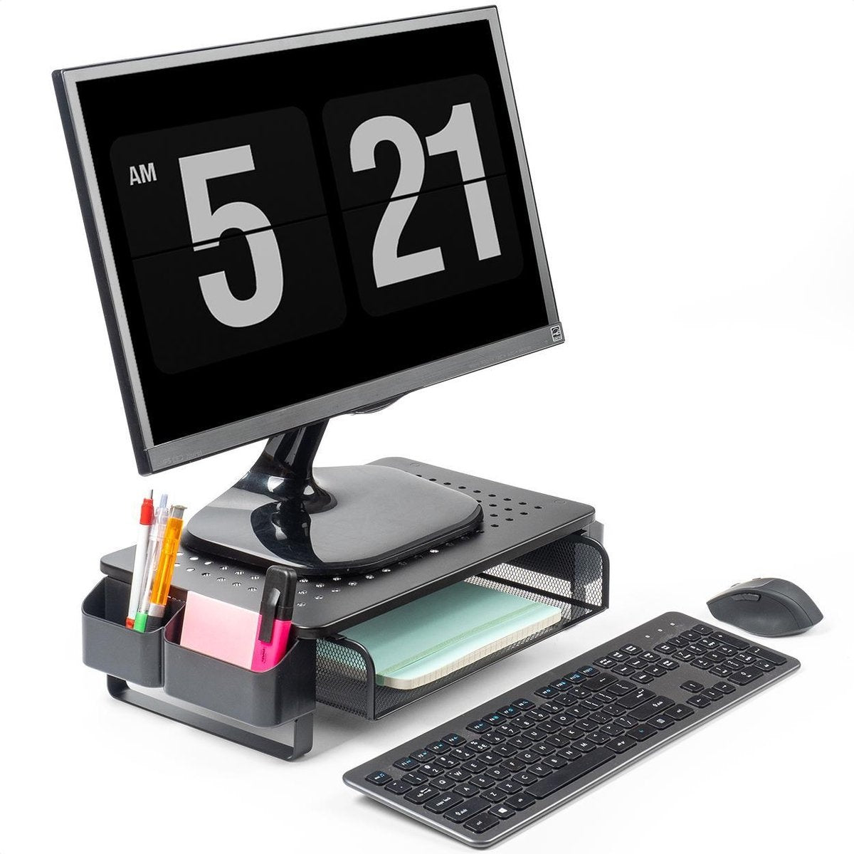 LifeGoods Monitorständer - Verstellbar - 37 x 23,5 x 10 cm - Metall - Schwarz