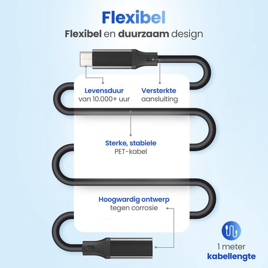 Garpex® USB-C-Verlängerungskabel - USB-C-Kabel - USB-C-zu-USB-C-Kabel - USB 3.1 Typ-C-Verlängerungskabel - 1 Meter