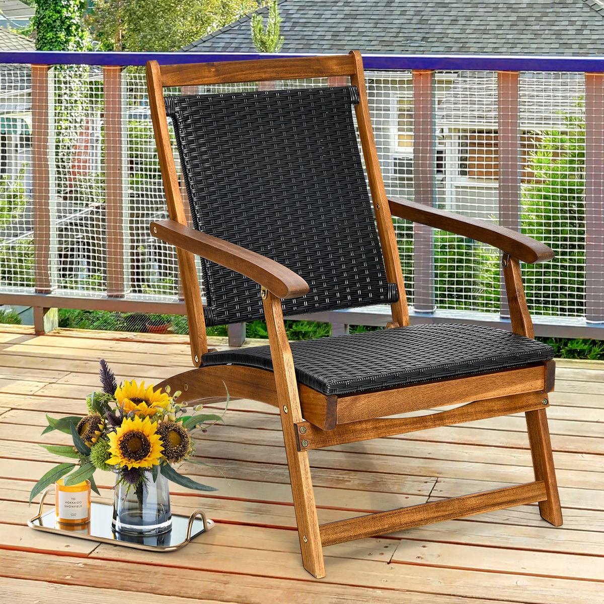 Coast Klappbare Gartenliege – Ergonomische Rückenlehne – Ausziehbare Fußstütze – Mischung aus Braun und Rotbraun