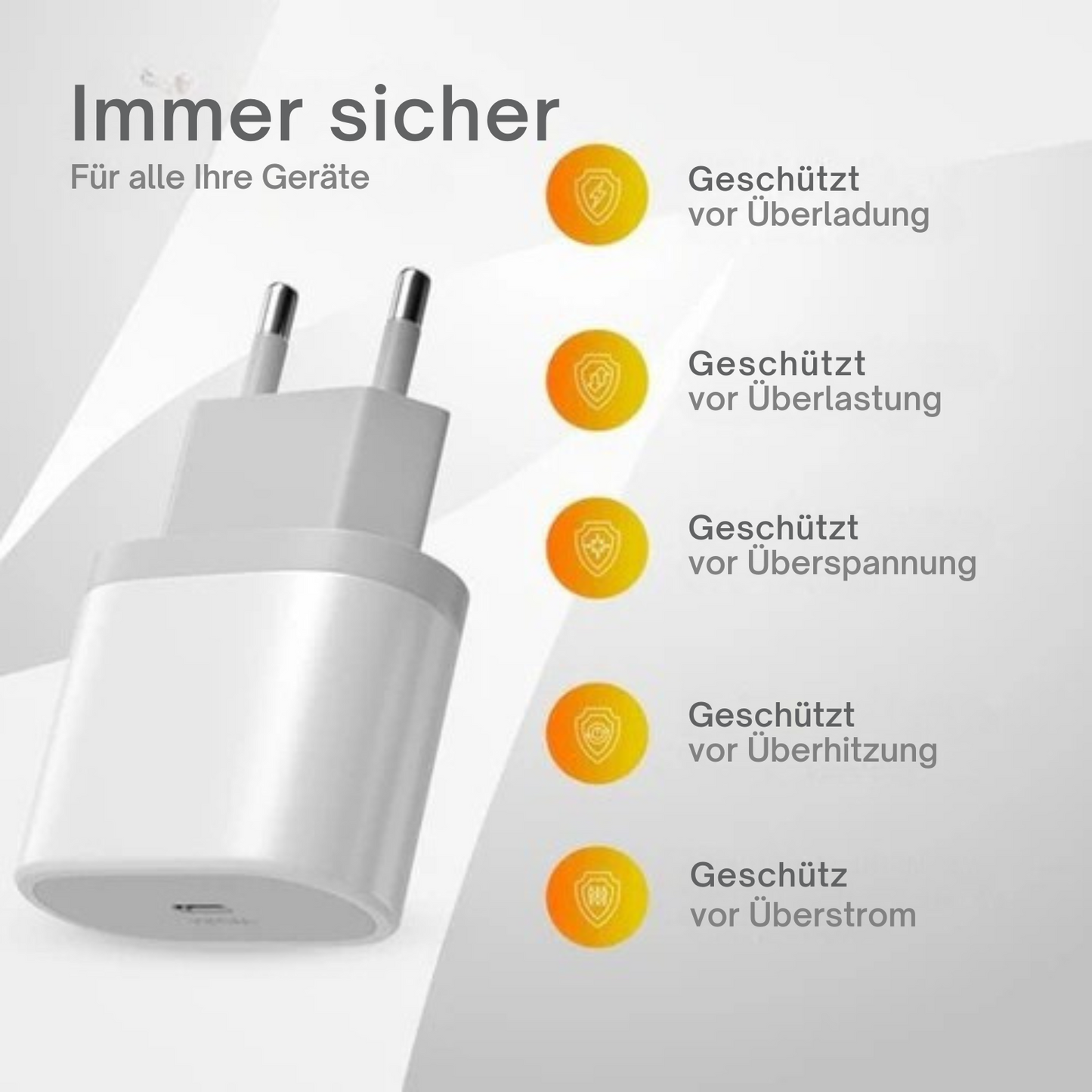 Wurk - Ladegerät - Geeignet für iPhone und iPad - 20W Schnellladegerät - 1M Ladekabel - Weiß