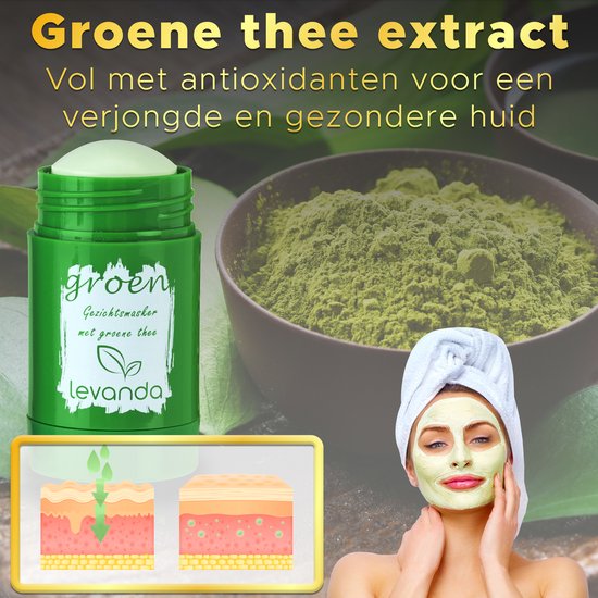 Levanda reinigende und pflegende Gesichtsmaske Set mit grüner Teemaske und Bambuskohle Tonmaske Gesichtsreiniger - Mitesser entfernen Maske - grüner Tee Maske Stick grüner Stick grüne Maske Tonmaske Geschenk für Frau