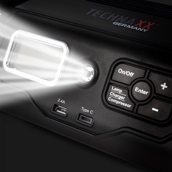 Technaxx TX-193(4999) 10A Batterieladegerät mit Kompressor - Lc Display - LED Beleuchtung - USB - Schwarz