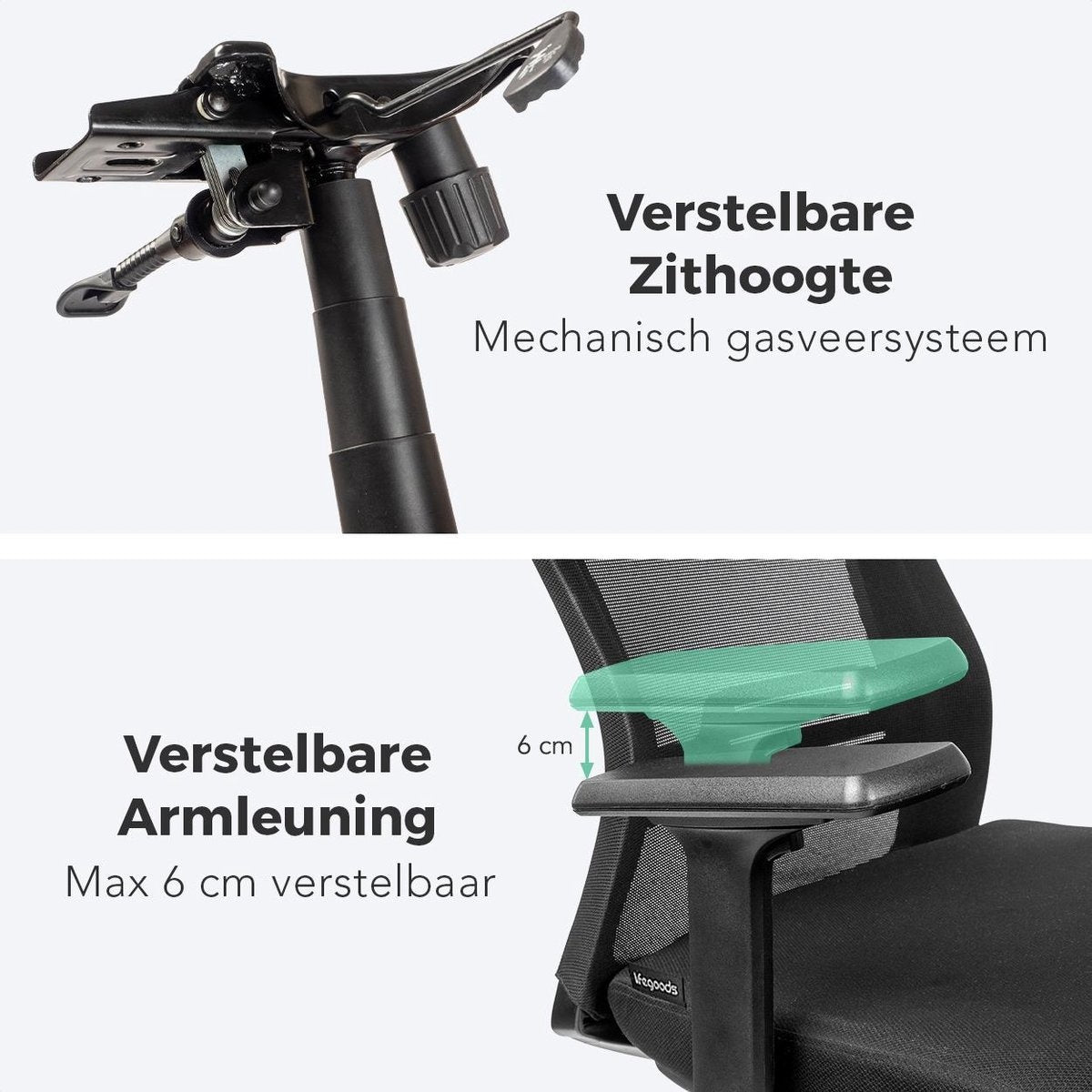 LifeGoods Ergonomischer Bürostuhl - Schreibtischstuhl - Verstellbar - Erwachsene - Schwarz