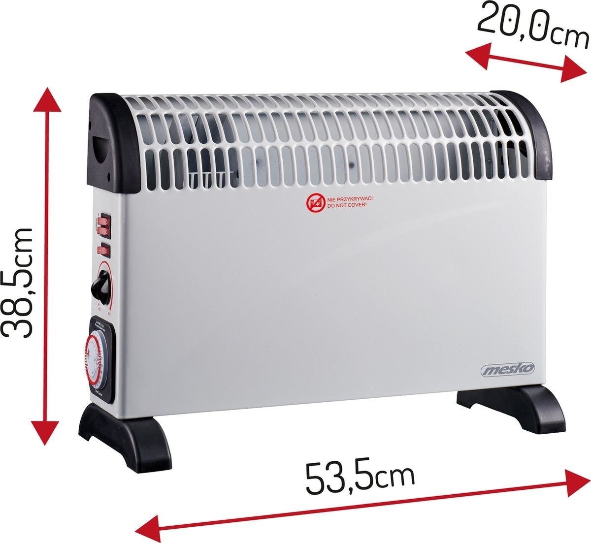 Mesko Elektrokonvektor - 3 Heizstufen - 2000W - bis zu 20m² - Weiß - einstellbarer Thermostat