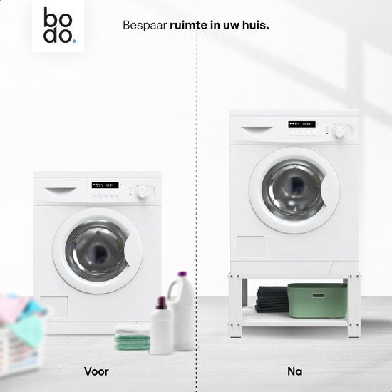 Bodo® - Waschmaschinenaufsatz - Waschmaschinenaufbaumöbel - Waschmaschinenaufsatz mit Ablage - Waschmaschinensockel - Universal - Weiß
