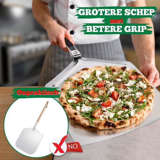 Ecowize Pizzaschneider für Grill und Backofen - Edelstahl Pizzaschneider quadratisch 30cm mit zusammenklappbarem Griff - Mit extra professionellem Pizzaschneider