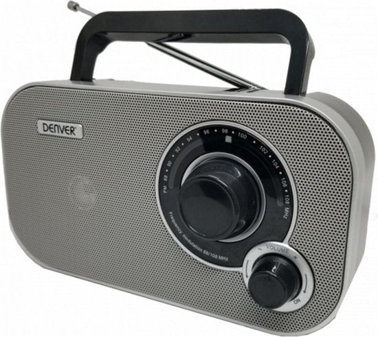 Denver - TR51 - Radio Retro - mit Batterie oder Netzstrom - Tragbar - Grau