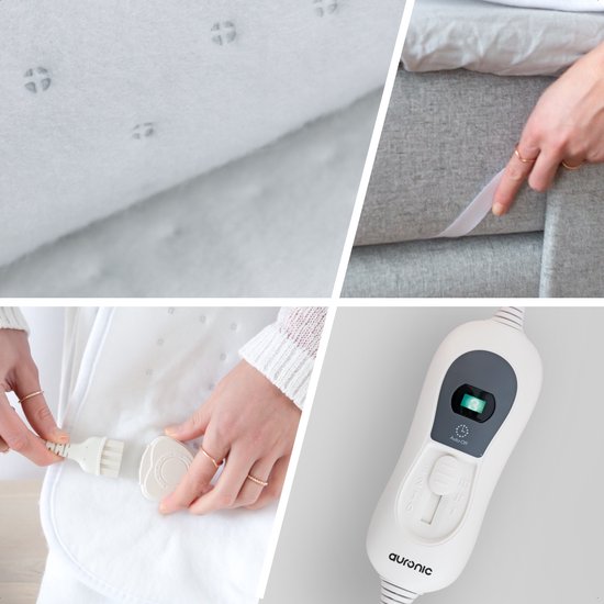 Auronic Electric Blanket XL - 190x90 cm - 1 Person - 3 Wärmestufen - Spannbetttuch mit elastischen Bändern - Heizdecke - Weiß
