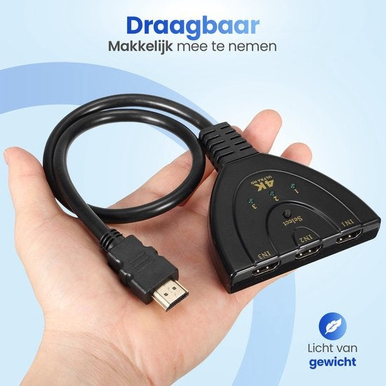 Garpex® HDMI Umschalter - HDMI Splitter - HDMI Splitter 3 in 1 out - HDMI Kabel - 4K Ultra HD
