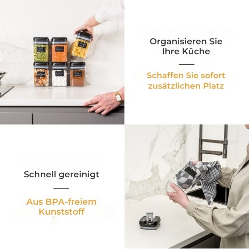 Stosh- Vorratsgläser - Vorratsdosen - 6 Stück - 1.5L - BPA frei - Kunststoff - schwarz