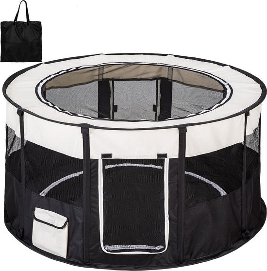 tectake - Welpenauslauf Carola - Schwarz - (Ø x H) 114 x 58 cm