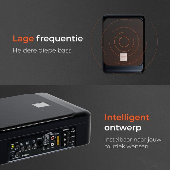 Skoov SlimBass Auto-Subwoofer mit integriertem Verstärker - 200W - Fernbedienung - Lautsprecher - Untersitz - Aktiv - Tieftöner
