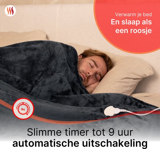Seranova Electric Blanket XXL - 180x160 cm - 2 Personen Decke - Wärmedecke - Doppelseitig - Fleece Sherpa - Anthrazit Grau