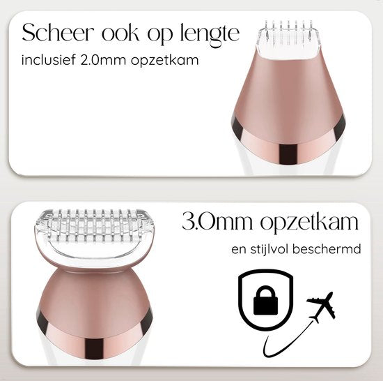 Sansbeauté® 6-in-1 Ladyshave Gesicht - Achseln - Beine - Bikinizone - Rasierer für Frauen - Epilierer - Epilierer für Damen - Trimmer für Frauen - Bikini-Trimmer - USB Wiederaufladbar