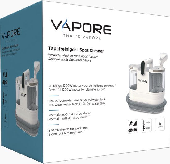 Vapore - Teppichreiniger - Möbelreiniger - 1200W - 1,79m Schlauch - Beige/Weiß