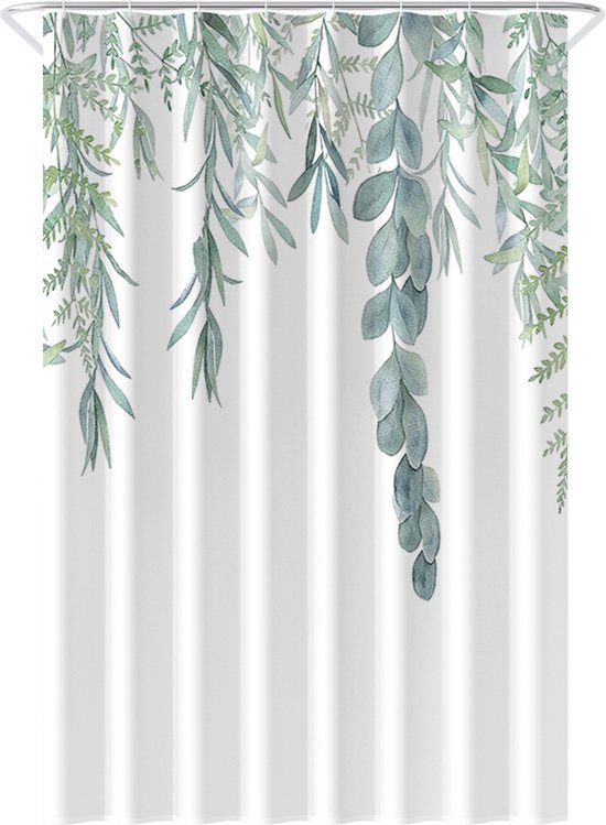 Loti Living Duschvorhang Anti-Schimmel - Hängende Pflanze - Inklusive Ringe - Wasserdicht - Polyester - Duschvorhang 120x200 cm