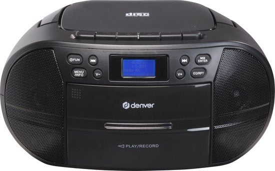 Denver TDC-280 - Boombox - DAB - FM - Radio - CD-Player - Kassette - AUX-Eingang - Uhr - Wecker - Schwarz