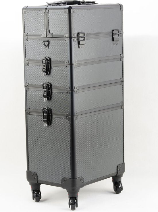Schminkkoffer Kosmetik Friseurwagen Beauty Case 4 in 1 schwarz