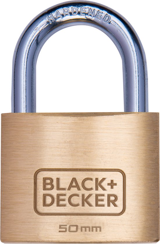 BLACK+DECKER Vorhängeschloss mit Schlüssel - 60mm - Inkl. 3 Schlüssel - Massivmessingschloss