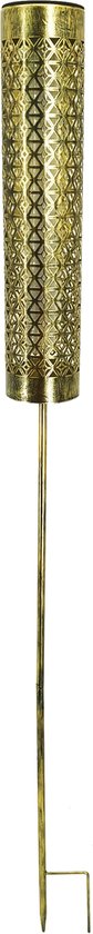 Gadgy Solar-Gartenbeleuchtung – 2x Standlampen mit flackerndem Flammeneffekt – Goldmetall – LED-Stimmungslampen mit Solarbetrieb – Für den Außenbereich – Wetterfest – 98 cm hoch – Erdspieß