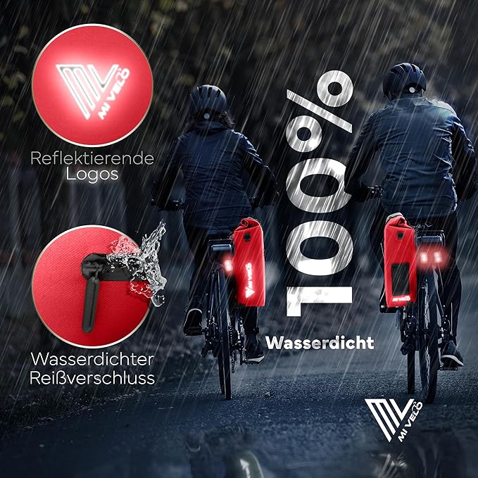 MIVELO Gepäckträger - 3-in-1 Rucksack & Umhängetasche - Wasserdicht & inkl. Laptopfach - 25 Liter - Rot