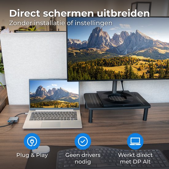 Nuvance USB C zu HDMI Adapter - USB C HDMI - USB Hub - UBS C zu USB A - 4K HDMI Splitter - PD100W Laptop Aufladung