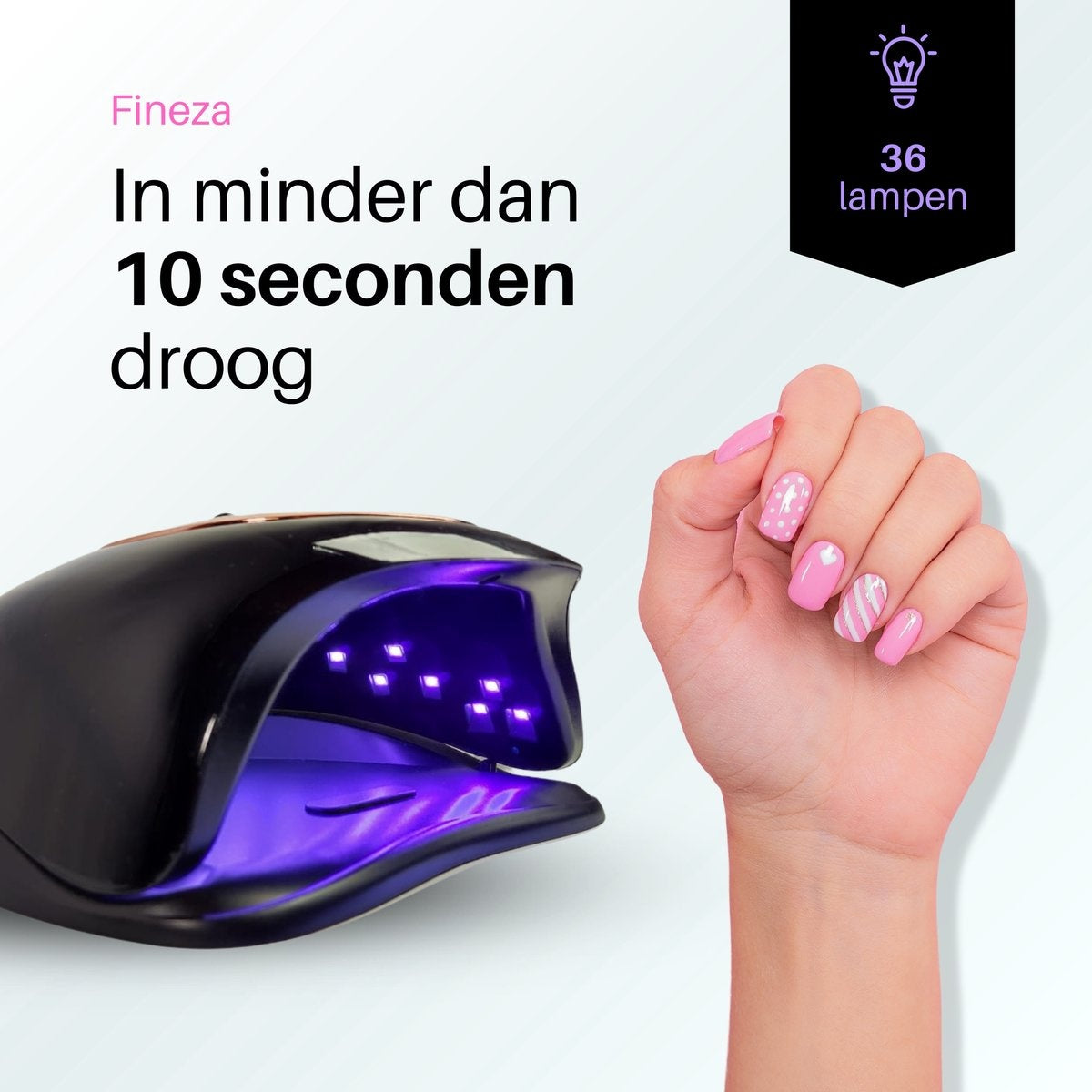 Fineza UV-Lampe Gel-Nägel - Nageltrockner LED-Lampe Nägel - Gellack Nageltrockner - Nagellampe - Schwarz