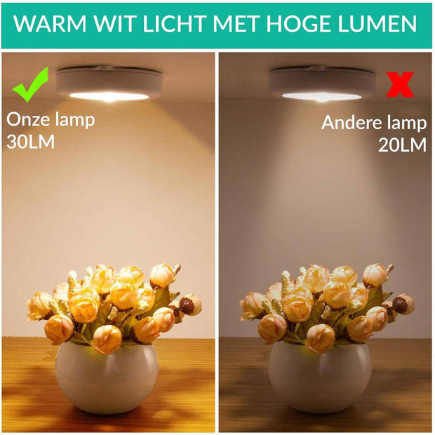 Iqonic - 3er Pack kabellose Led-Lampe - Warmweiß - 8x8x1,7 cm