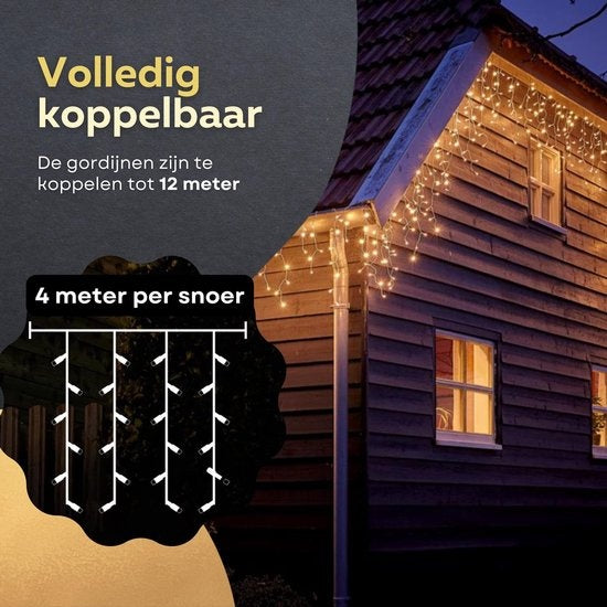 Giftmas Eiszapfen-Weihnachtsbeleuchtung - Weihnachtsbeleuchtung für den Außenbereich - 120 LEDs - 4m - Verkettbar bis zu 12m - Für Innen und Außen