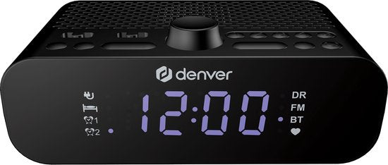 Denver Radiowecker DAB mit Bluetooth - Digitaler Wecker - Aufladen über USB-C - FM-Radio - Dualer Alarm - CRD515