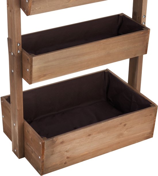 tectake® Vertical Garden Flora - Mit 4 Pflanzgefäßen für Blumen, Kräuter oder Gemüse - Braun - 85 x 45 x 140 cm - Gärtner für den Nutzgarten - Kippbare Blumenkästen aus lackierter Kiefer - Inklusive Vlies/Wurzeltuch - Wetterfest und stabil