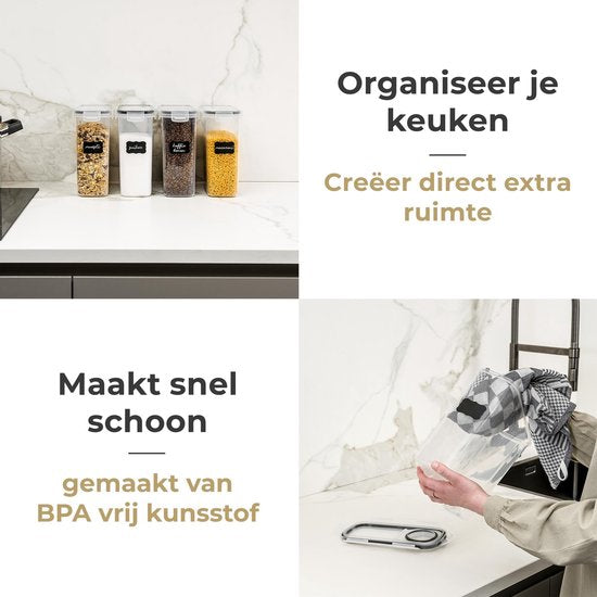 Stosh Vorratsgläser - Vorratskanister - Luftdicht - 4 Stück - 4.0L - BPA-frei - Kunststoff