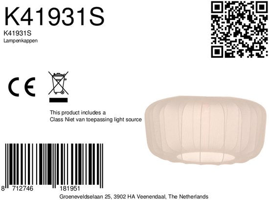 Lampenschirm K41931S Ø 60 cm – Beige-Cremefarbenes Textil – Handgefertigtes Design – Anne Light Home