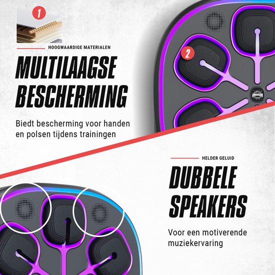 Inventus Boxing Machine PRO - Inkl. Boxhandschuhe - Boxing Machine Installation ohne Bohren - Reflex Music Boxing - Smart Bluetooth Boxing Machine - Sport Boxing Training - Boxsack / Boxball - USB Wiederaufladbar - Für Erwachsene