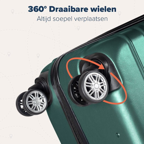 TRVLMORE - Koffer - Handgepäck Trolley - Zahlenschloss - Trolley - 54x36x20cm - 38L - Dunkelgrün